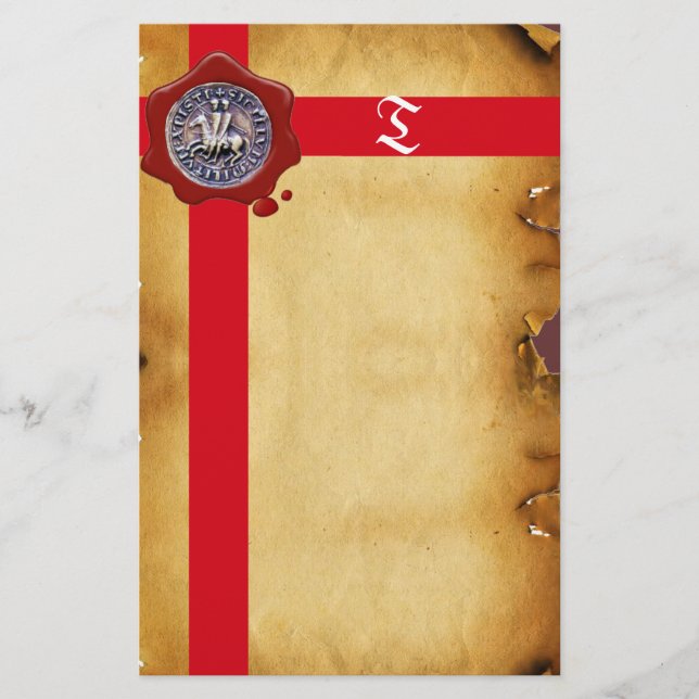 SEAL OF THE KNIGHTS TEMPLAR, Monogram  Parchment Stationery (Front)