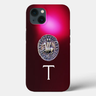 SEAL OF THE KNIGHTS TEMPLAR MONOGRAM Red Burgundy iPhone 13 Case