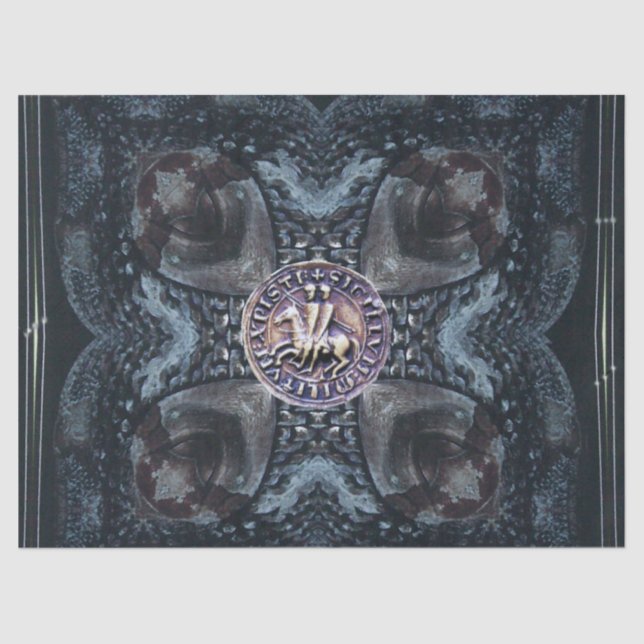 SEAL OF THE KNIGHTS TEMPLAR ON IRON CROSS Black Tissue Paper (Front)