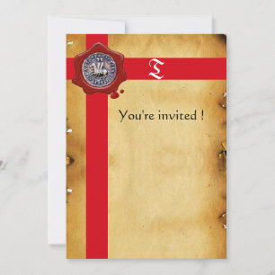 SEAL OF THE KNIGHTS TEMPLAR, Red Wax Monogram Invitation