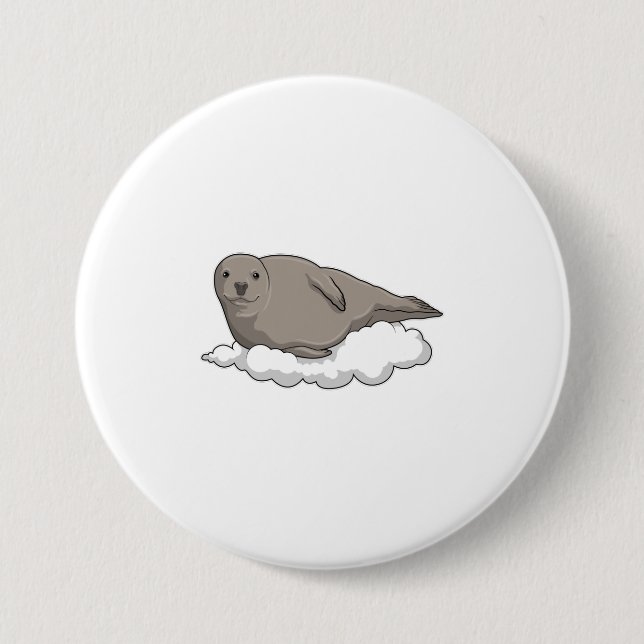 Seal on Clouds 7.5 Cm Round Badge (Front)