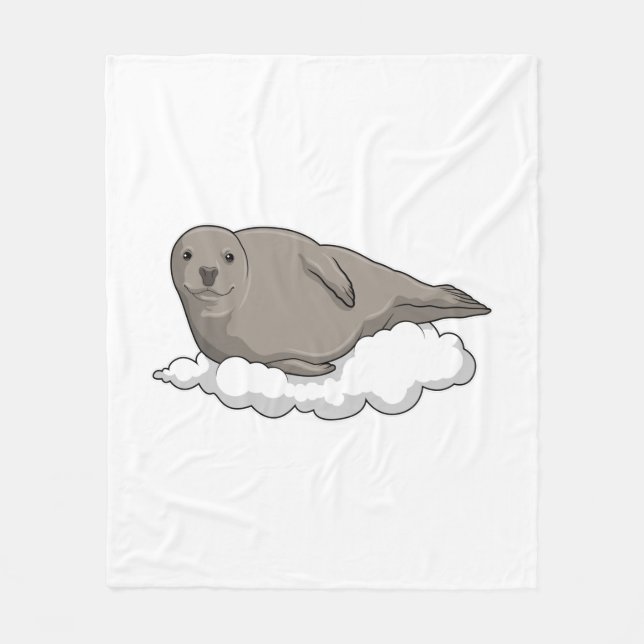 Seal on Clouds Fleece Blanket (Front)