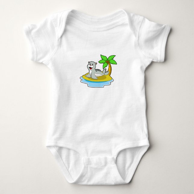 Seal on Island Baby Bodysuit (Front)
