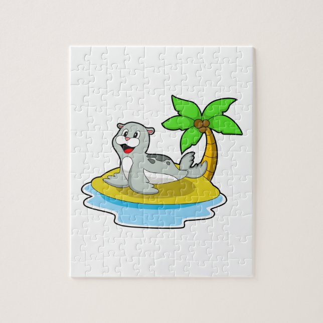 Seal on Island Jigsaw Puzzle (Vertical)