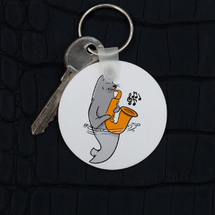 Seal Playing The Saxophone Key Ring