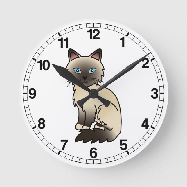 Seal Point Birman / Ragdoll Cat Round Clock (Front)