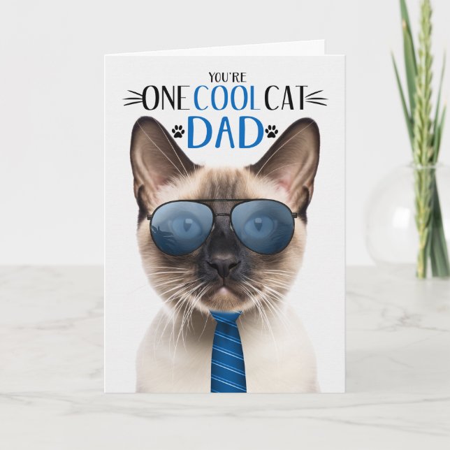 Seal Point Siamese Cat Father's Day One Cool Cat Holiday Card (Front)