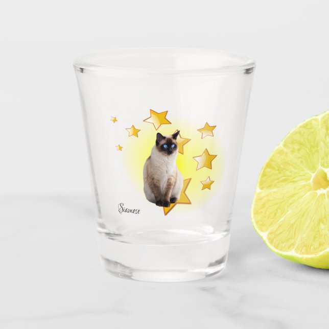 Seal Point Siamese Cat is a Star  Shot Glass (Front)