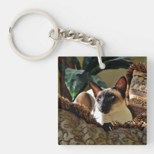 Seal Point Siamese Cat on Comfy Pillow Key Ring