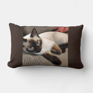 Seal Point Siamese Digital Portrait Lumbar Cushion