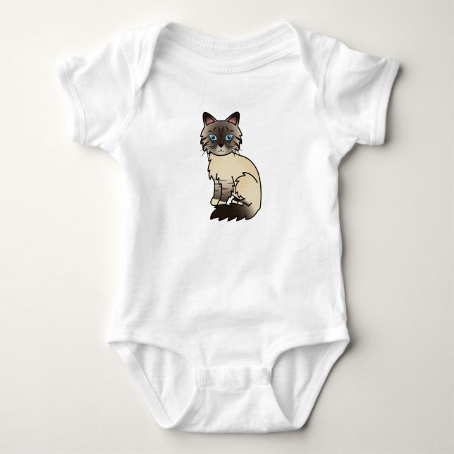 Seal Point Tabby Birman / Ragdoll Cat Baby Bodysuit (Front)