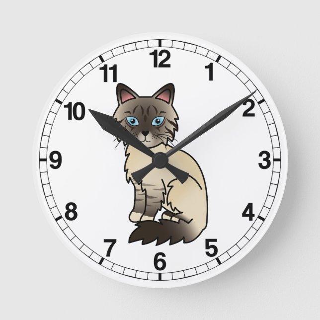 Seal Point Tabby Birman / Ragdoll Cat Round Clock (Front)