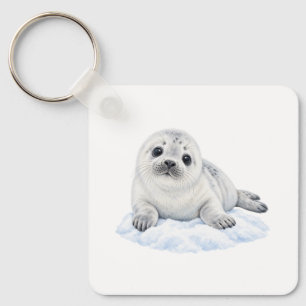 Seal Pup on Soft Snow Key Ring