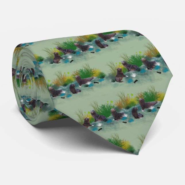 Seal Pup Party Tie (Light Green) (Rolled)