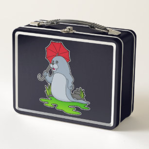 Seal Raining Umbrella Metal Lunch Box