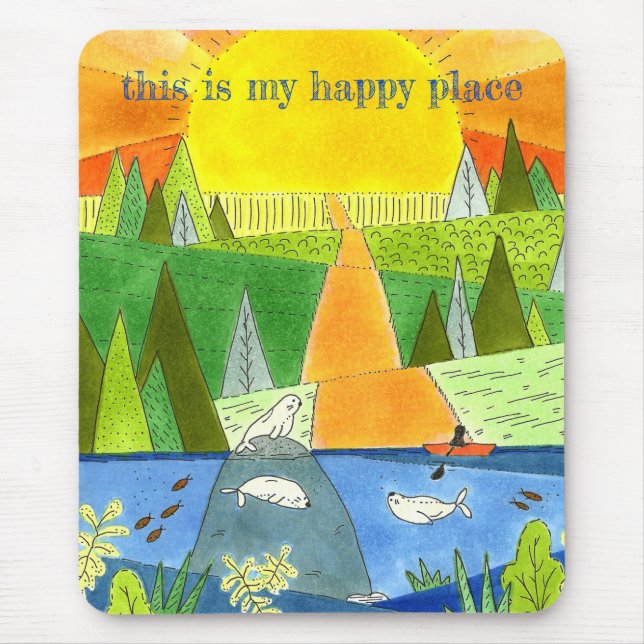 Seal River Kayak Sunrise Happy Place Art  Mouse Mat (Front)