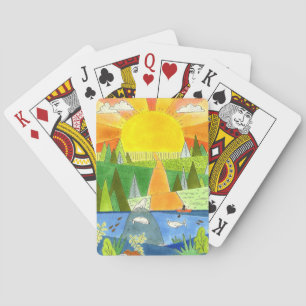 Seal River Kayak Sunrise Have a Nice Day Playing Cards