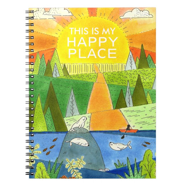Seal River Kayak Sunrise This is My Happy Place Notebook (Front)