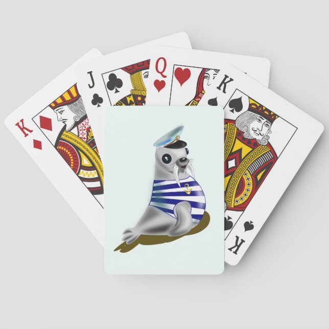 Seal Sailor Funny Playing Cards - Customizable (Back)