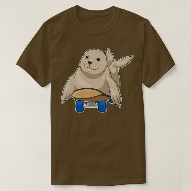 Seal Skater Skateboard T-Shirt (Design Front)