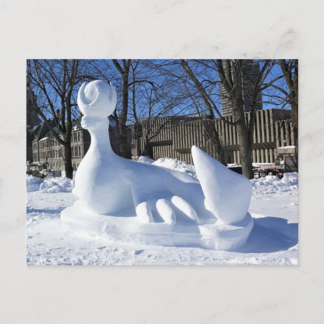 Seal Snow Sculpture, Quebec, Canada Postcard (Front)