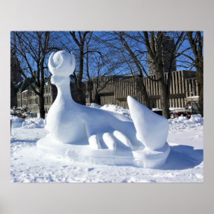 Seal Snow Sculpture, Quebec, Canada Poster
