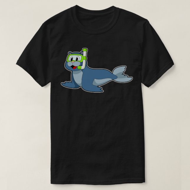Seal Swimming Snorkel T-Shirt (Design Front)