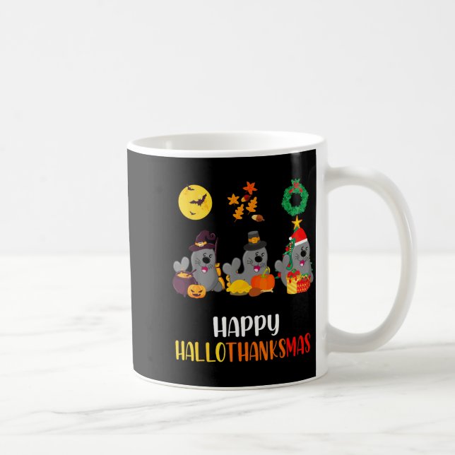 Seal Thanksgiving Merry Christmas Happy Hallothank Coffee Mug (Right)