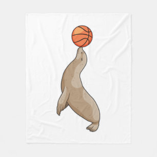 Seal with Basketball Fleece Blanket