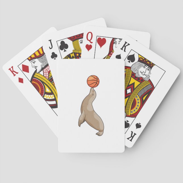 Seal with Basketball Playing Cards (Back)