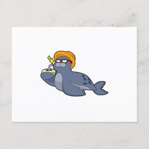 Seal with Coconut Postcard