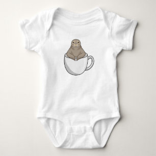 Seal with Coffee cup Baby Bodysuit