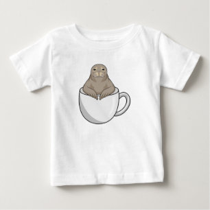 Seal with Coffee cup Baby T-Shirt