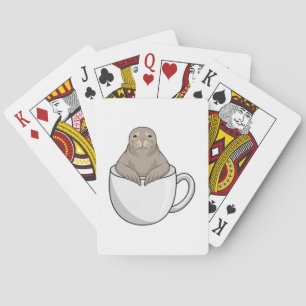 Seal with Coffee cup Playing Cards