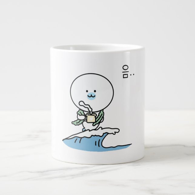 Seal with coffee on a wave large coffee mug (Front)