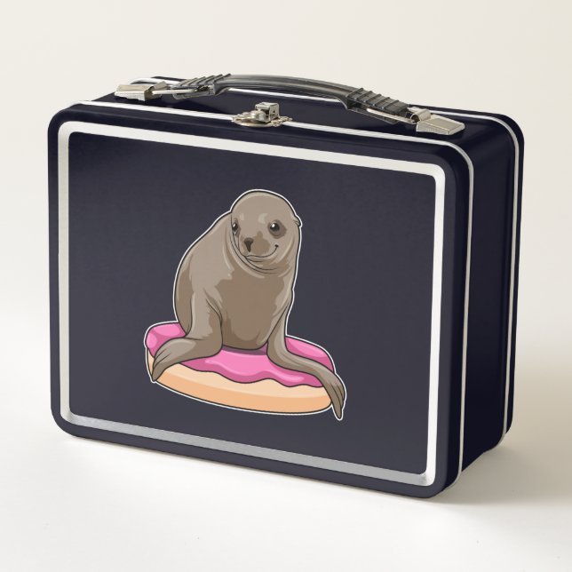 Seal with Donut Metal Lunch Box (Front)