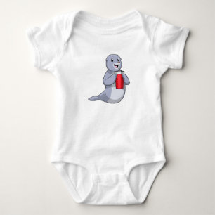 Seal with Drinking cup Baby Bodysuit