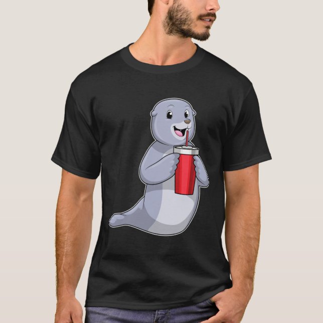 Seal with Drinking cup T-Shirt (Front)