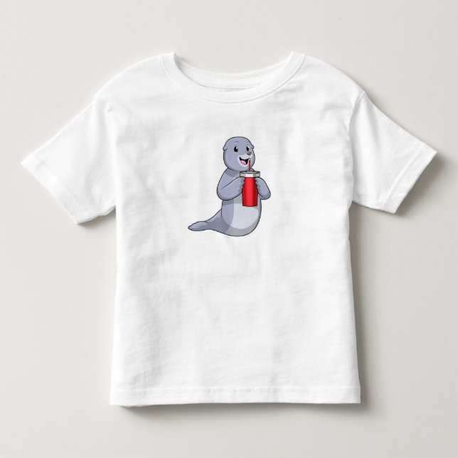 Seal with Drinking cup Toddler T-Shirt (Front)