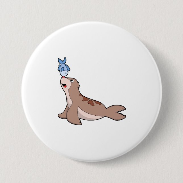 Seal with Fish (2).PNG 7.5 Cm Round Badge (Front)