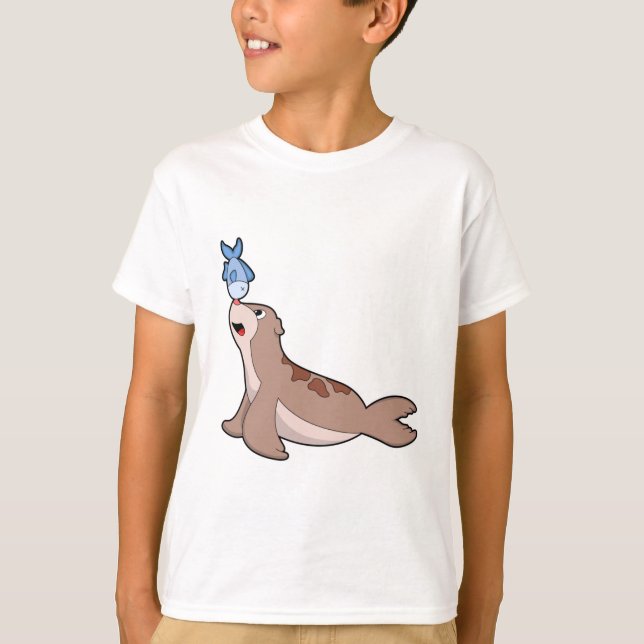 Seal with Fish (2).PNG T-Shirt (Front)