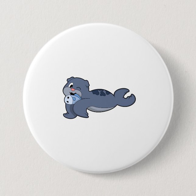 Seal with Fish (3).PNG 7.5 Cm Round Badge (Front)
