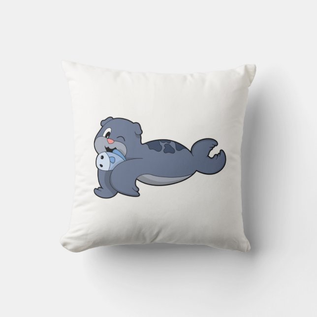 Seal with Fish (3).PNG Cushion (Front)