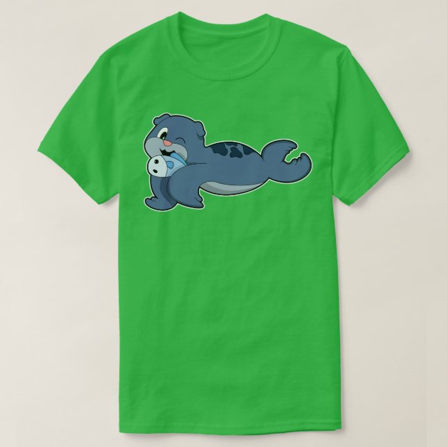 Seal with Fish 4 T-Shirt (Design Front)