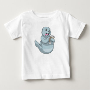 Seal with Fish Baby T-Shirt