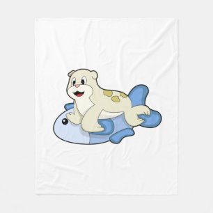 Seal with Fish Fleece Blanket