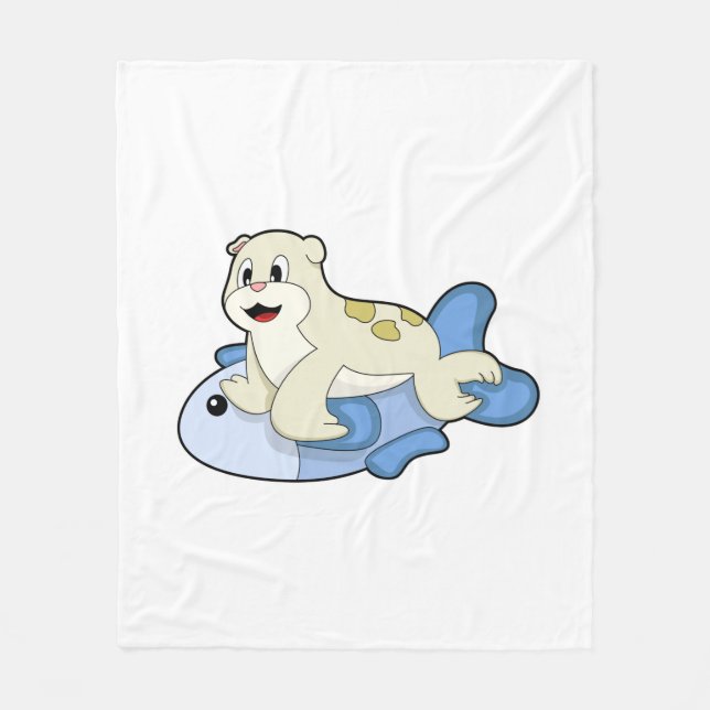 Seal with Fish Fleece Blanket (Front)