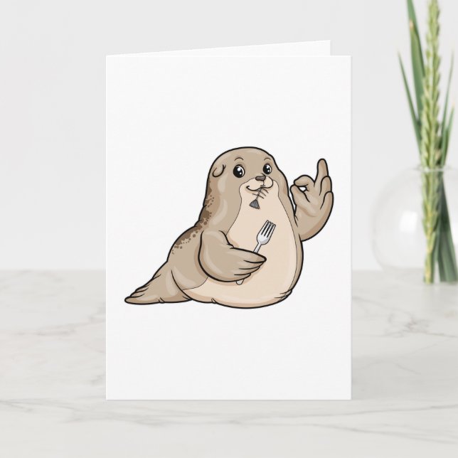 Seal with Fish & Fork Card (Front)