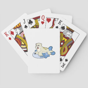 Seal with Fish Playing Cards