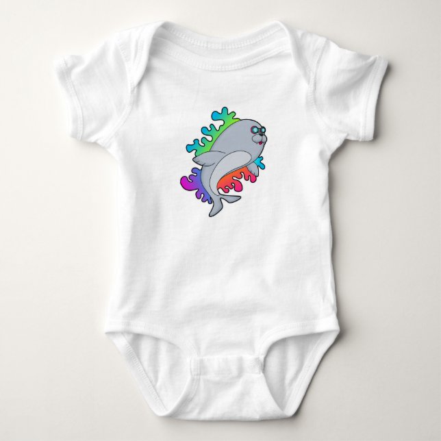 Seal with Glasses Baby Bodysuit (Front)
